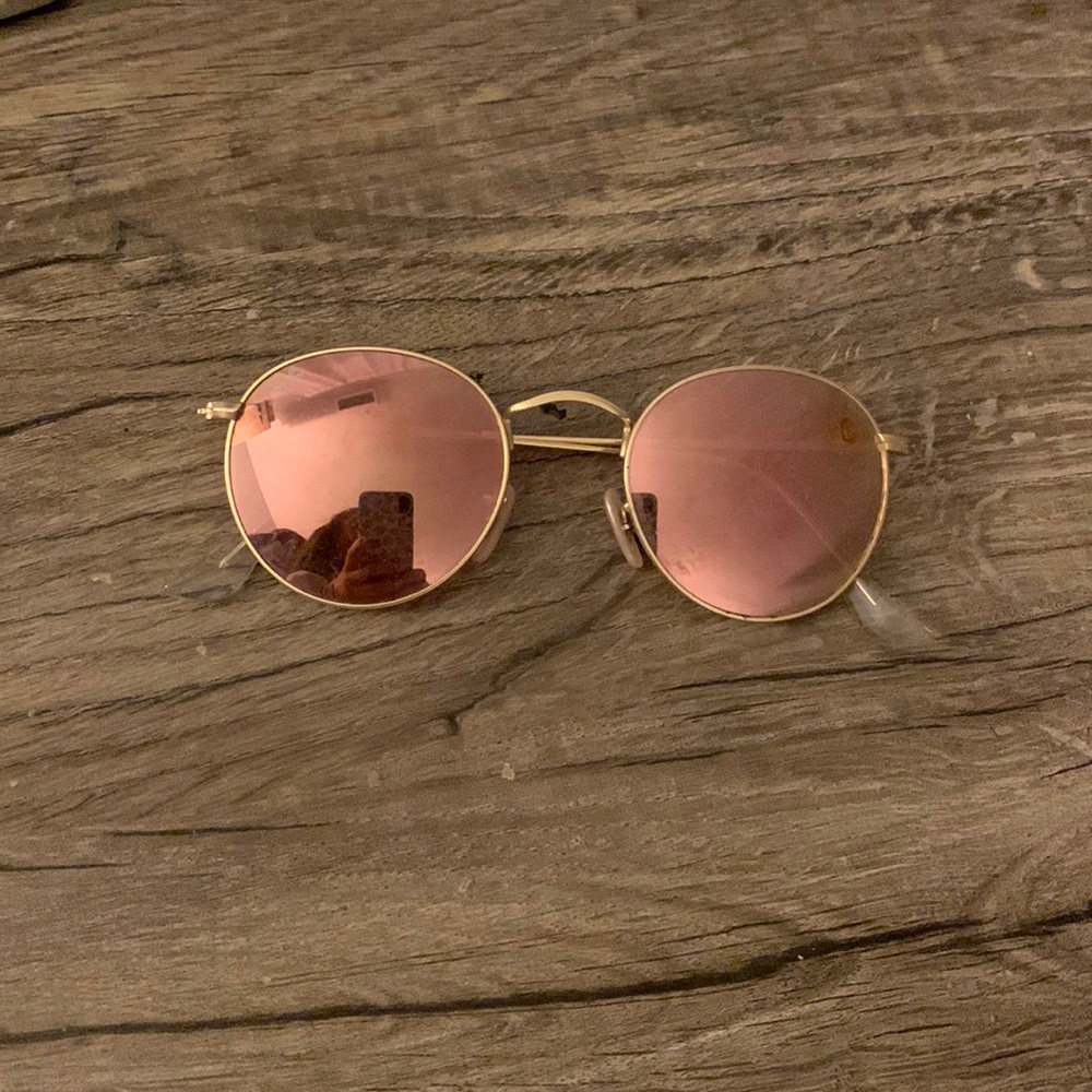 Raybans pink glasses with gold frames RB3447